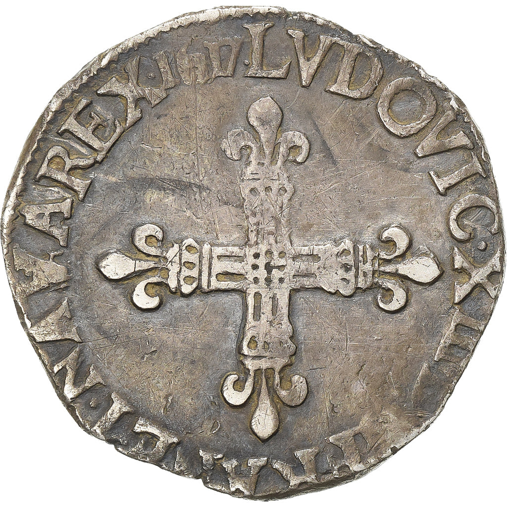 France, Louis XIII, 1/4 Ecu à la croix fleurdelisée, 1617, La Rochelle