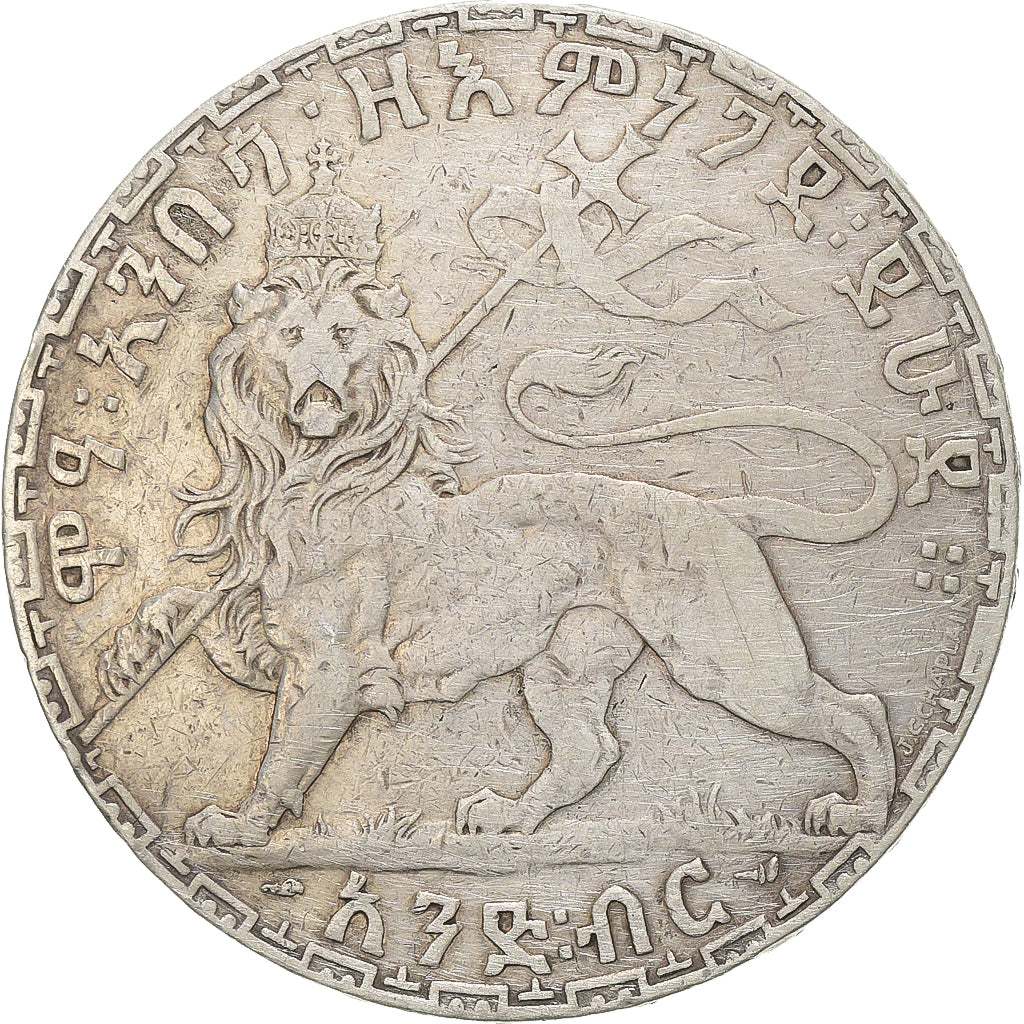 Ethiopia, Menelik II, 1 Birr, EE1895 (1903), MDP, Silver, VF(20-25), KM:19