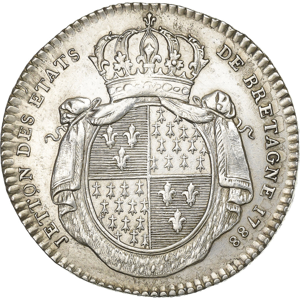 Francja, Token, Ludwik XVI, Etats de Bretagne, 1788, Srebro, Duvivier, AU(55-58)