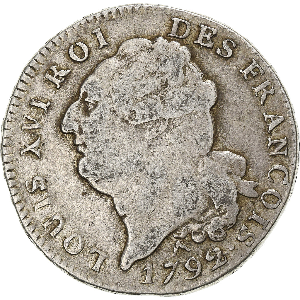 France, Louis XVI, Écu de 6 livres François, 1792, Orléans, Argent, TB