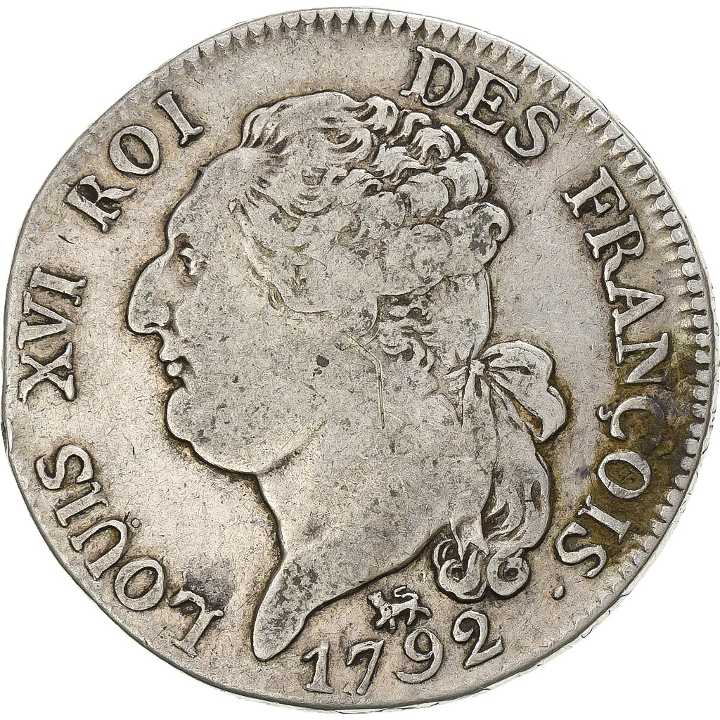 Francia, Louis XVI, 1/2 Ecu de 3 Livres, 1792, Paris, Argento, MB, Gadoury:43