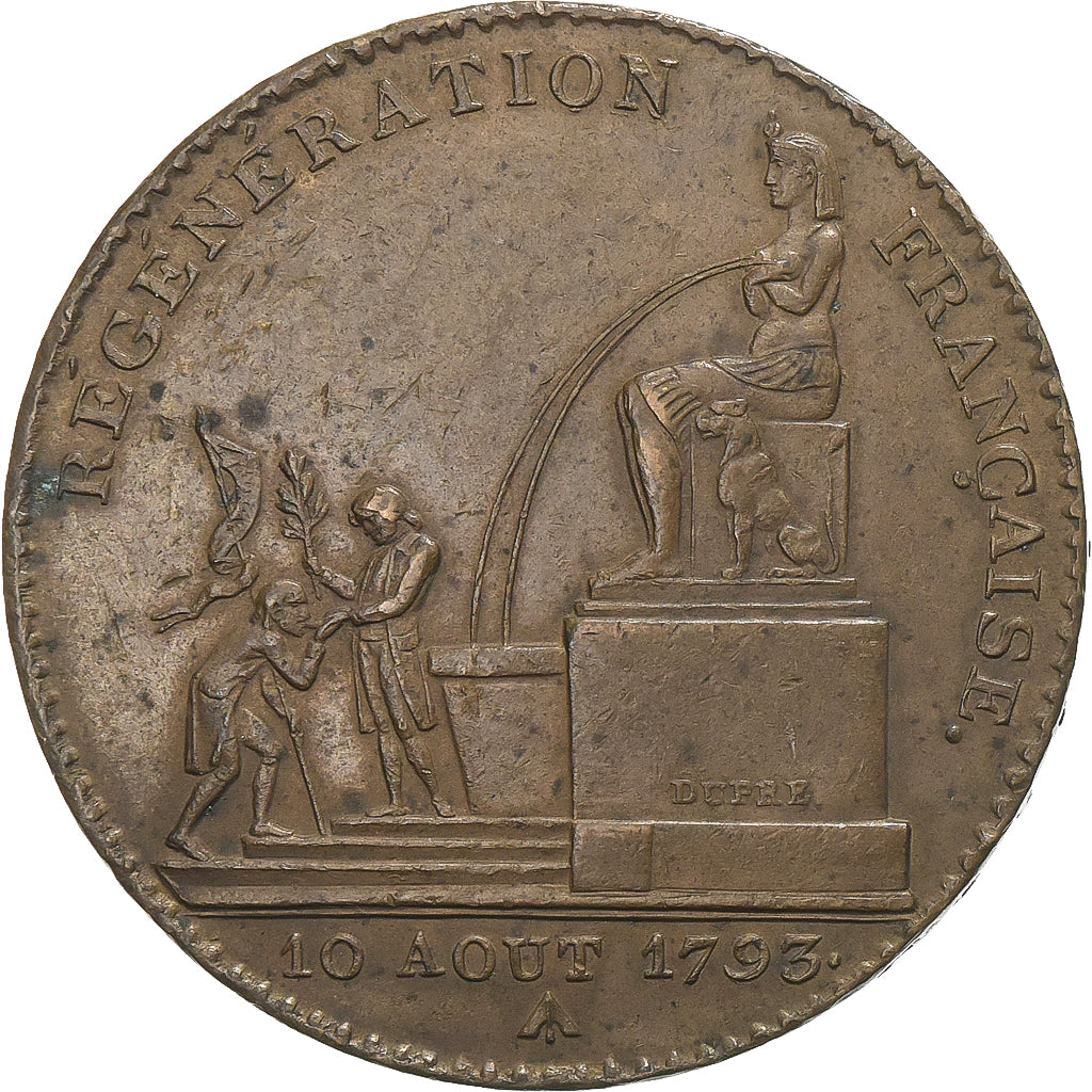 France, 5 Décimes, An 2, Paris, Bronze, TTB+, Gadoury:390