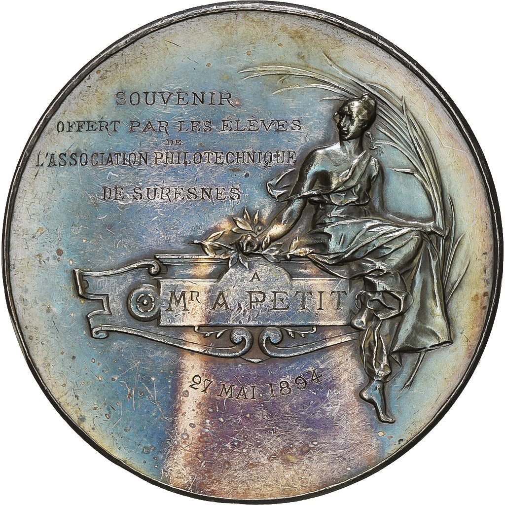 France, Medal, Association Philotechnique de Suresnes, 1894, Silver, Rivet
