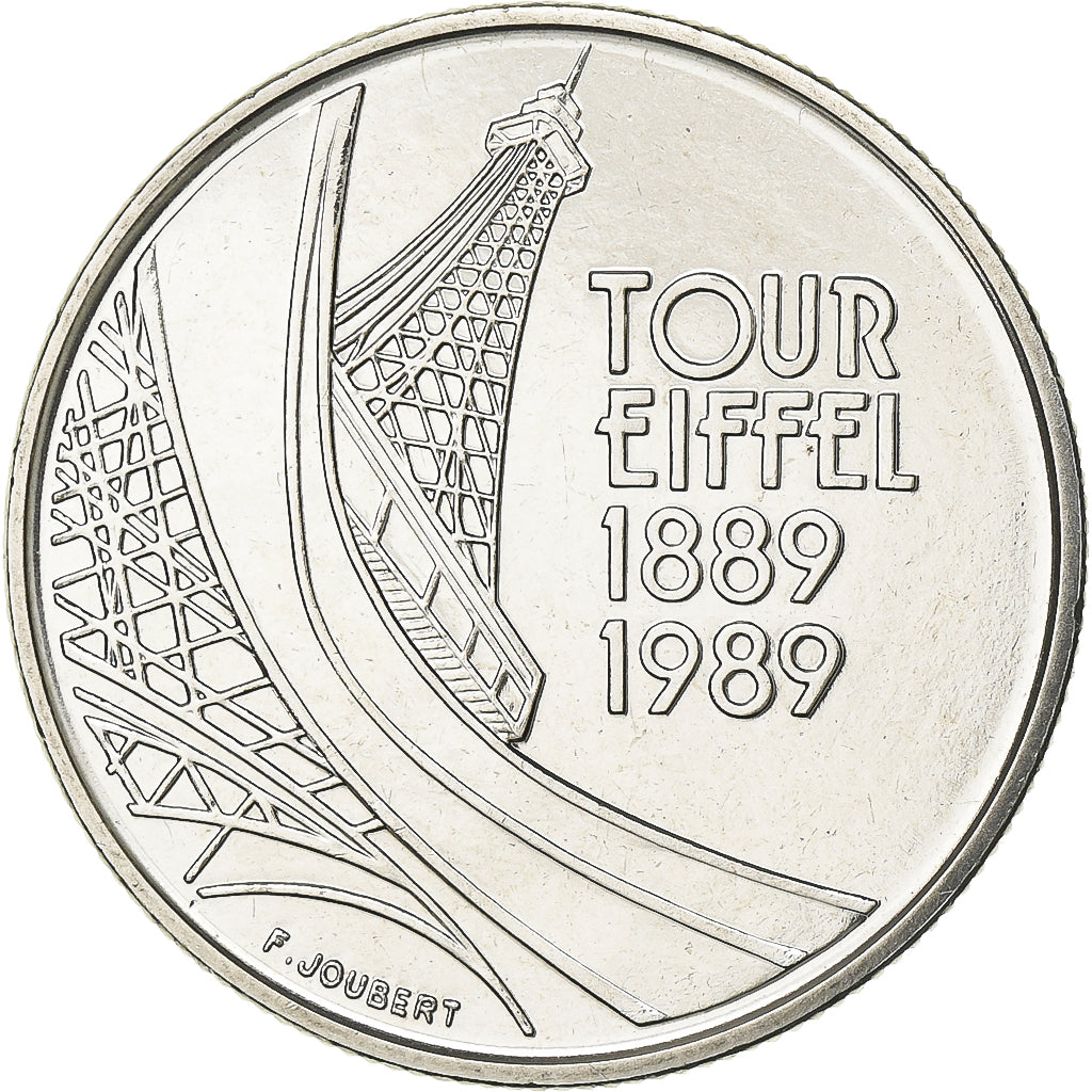 France, 5 Francs, Tour Eiffel, 1989, MDP, Pattern, Nickel Clad Copper-Nickel