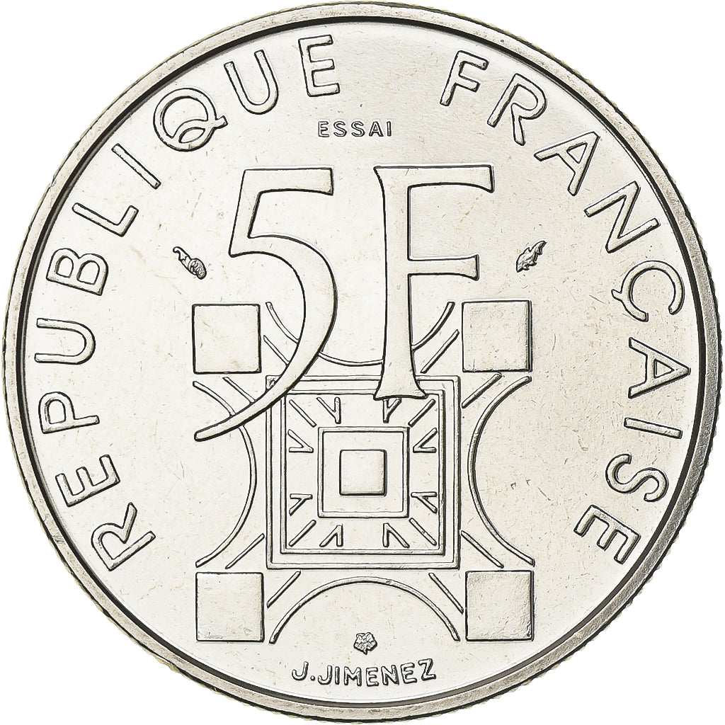France, 5 Francs, Tour Eiffel, 1989, MDP, Pattern, Nickel Clad Copper-Nickel