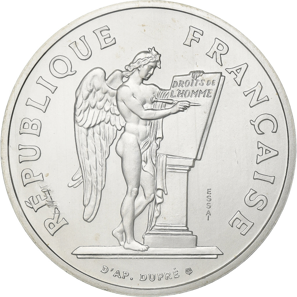 France, 100 Francs, Droits de l'Homme, 1989, MDP, Pattern, Silver, MS(65-70)
