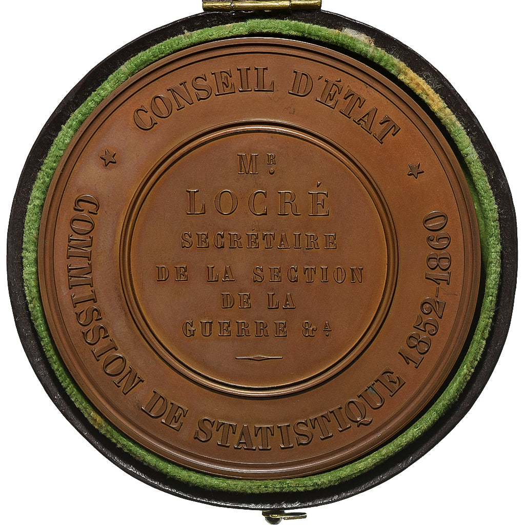 France, Médaille, Napoléon III, Commission de Statistique, 1860, Cuivre, SUP