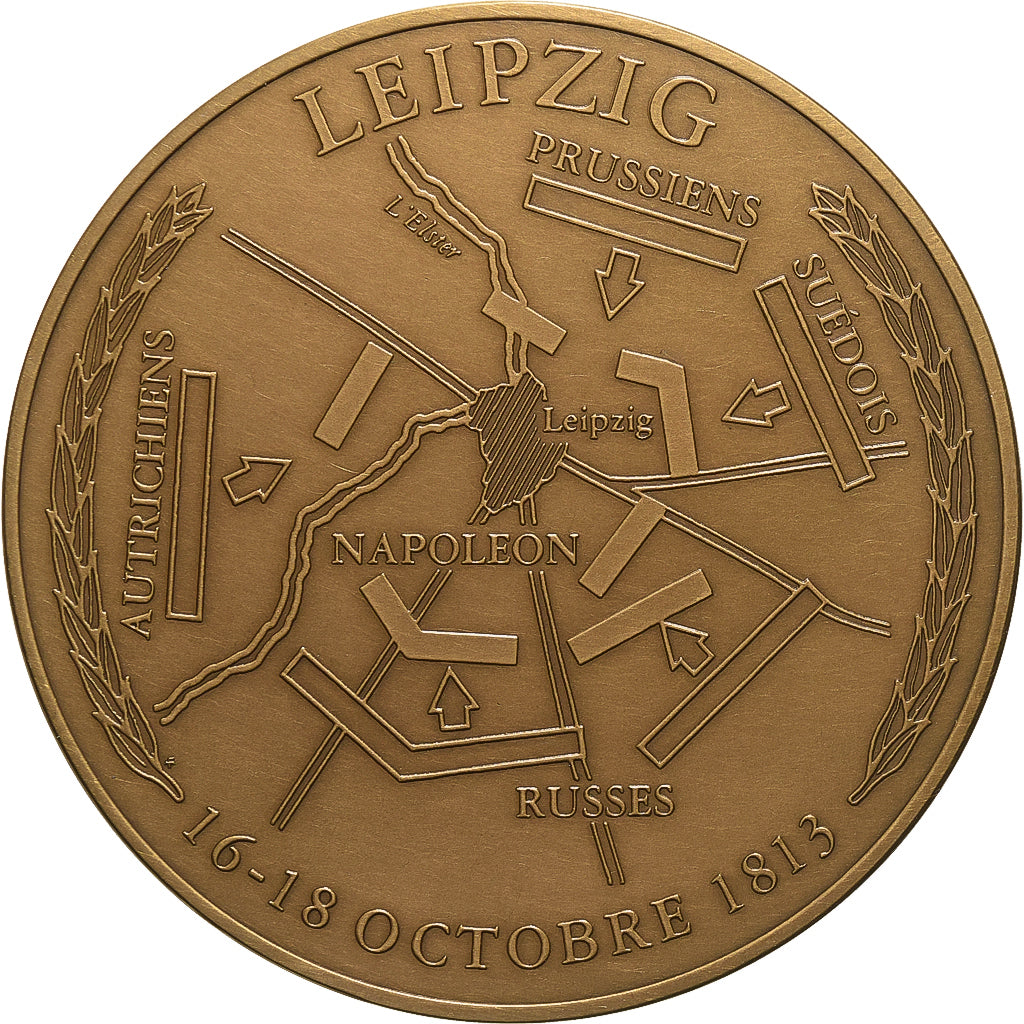 Francia, medaglia, Napoleon I, Bataille de Leipzig, 1991, Bronzo, SPL-