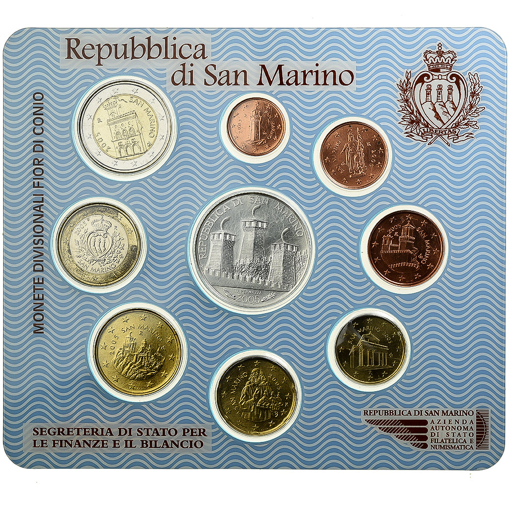 San Marino, Set 1 ct. - 5 Euro, 2005, Rome, MS(65-70)