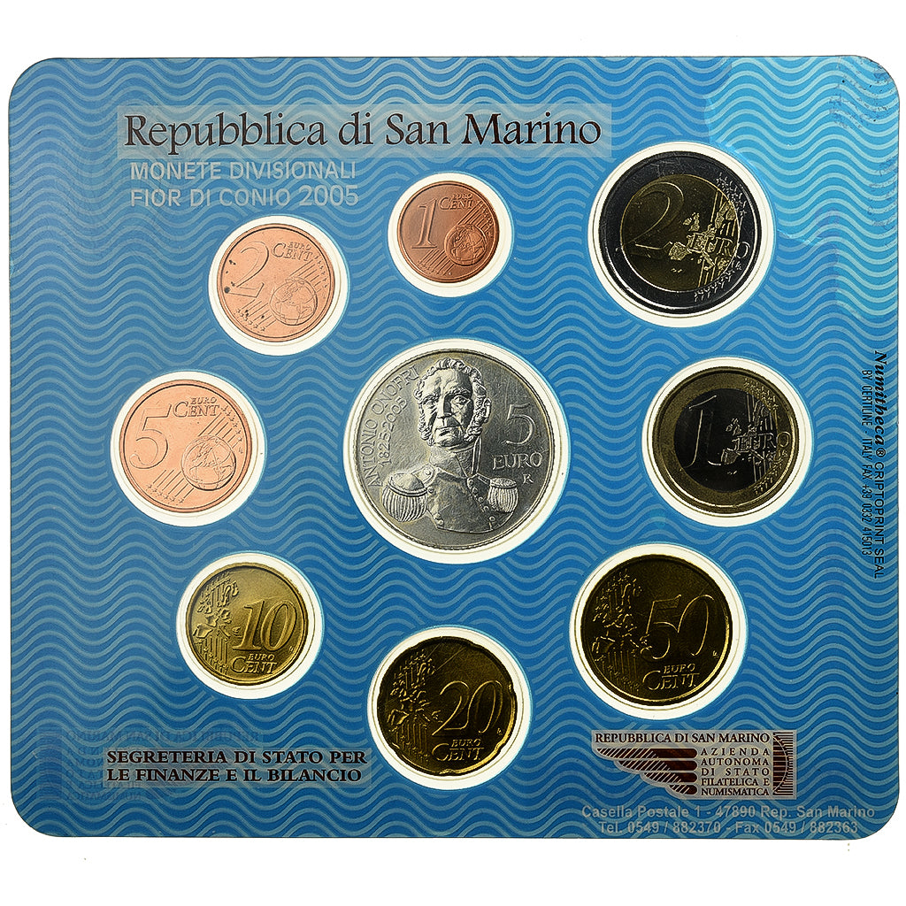 San Marino, Set 1 ct. - 5 Euro, 2005, Rome, MS(65-70)