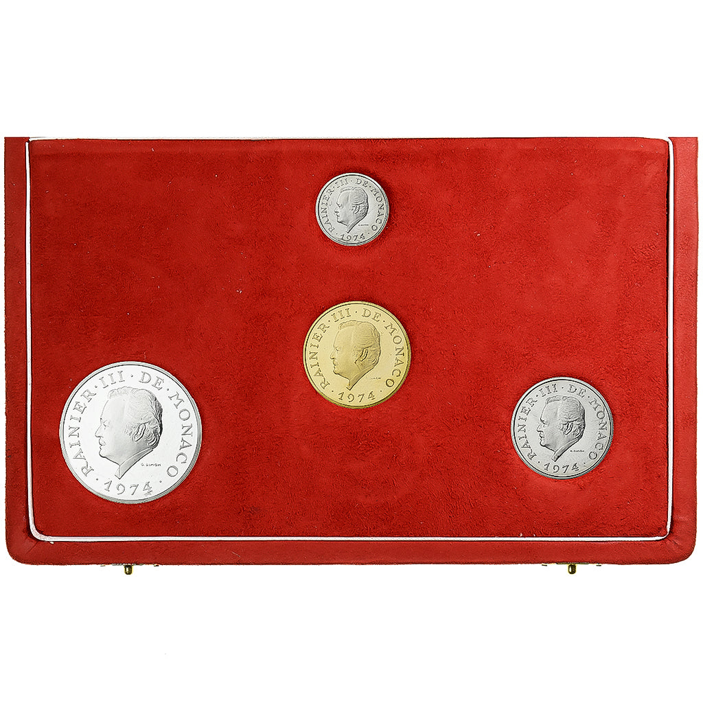 Monaco, Rainier III, Set 100-3000 Frs, 25th Anniversary of reign, 1974, MDP