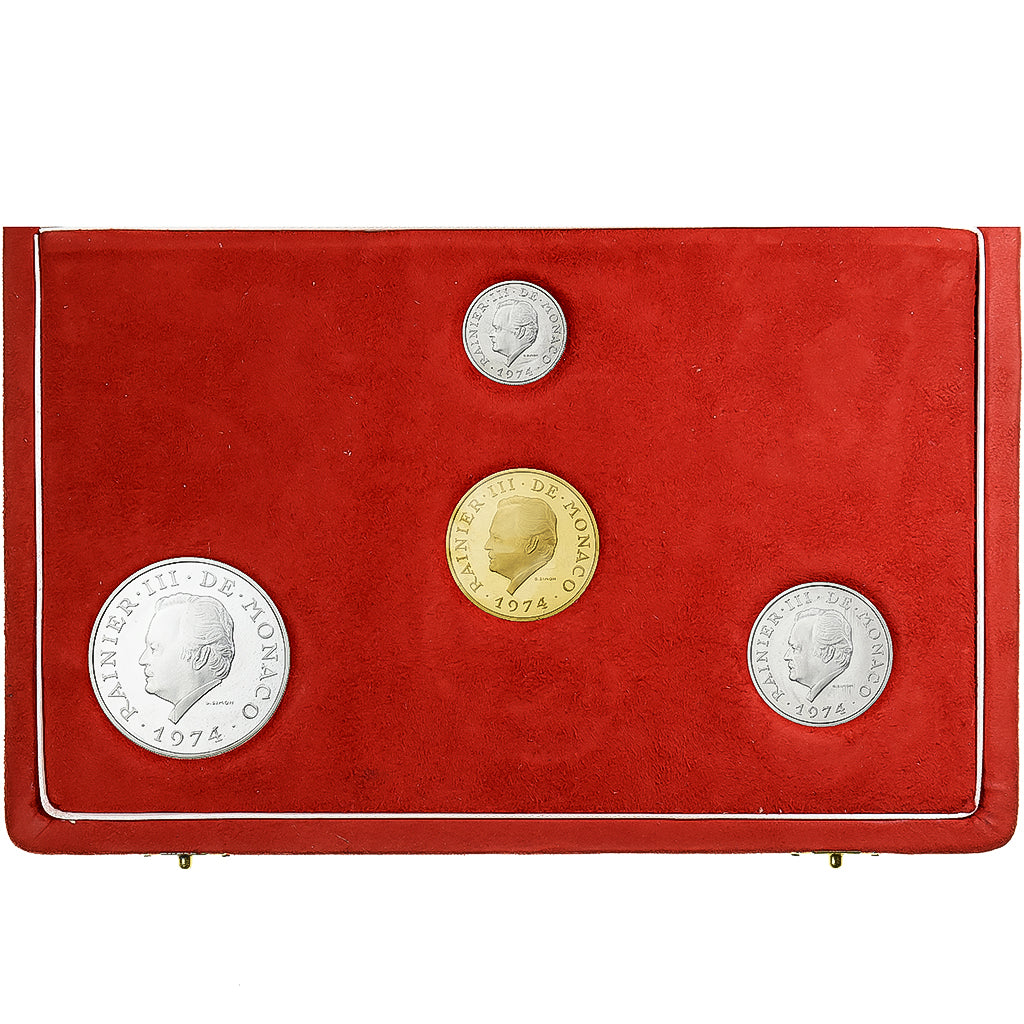 Monaco, Rainier III, Set 100-3000 Frs, 25 années de règne, 1974, MDP, N.C.