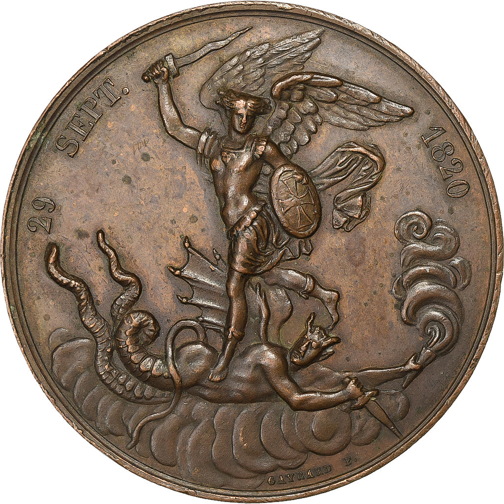 Francia, medaglia, Naissance du Duc de Bordeaux, 1820, Bronzo, Gayrard, SPL-