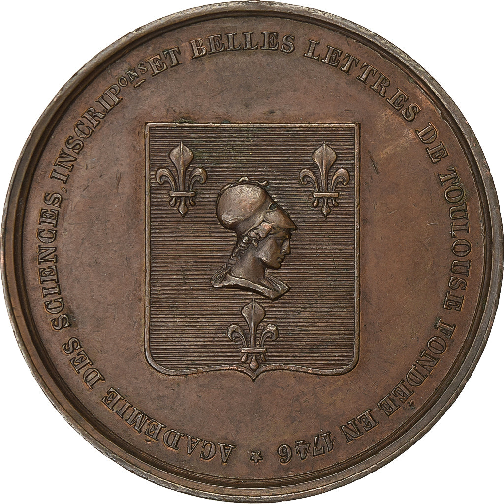 Francja, medal, Pierre Fermat, Académie de Toulouse, 1822, Miedź