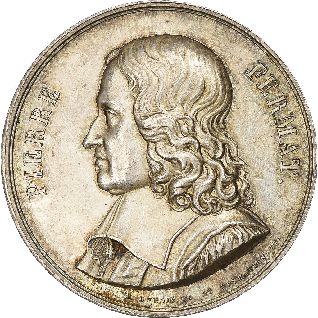 Francja, medal, Pierre Fermat, Académie de Toulouse, 1822, Srebro