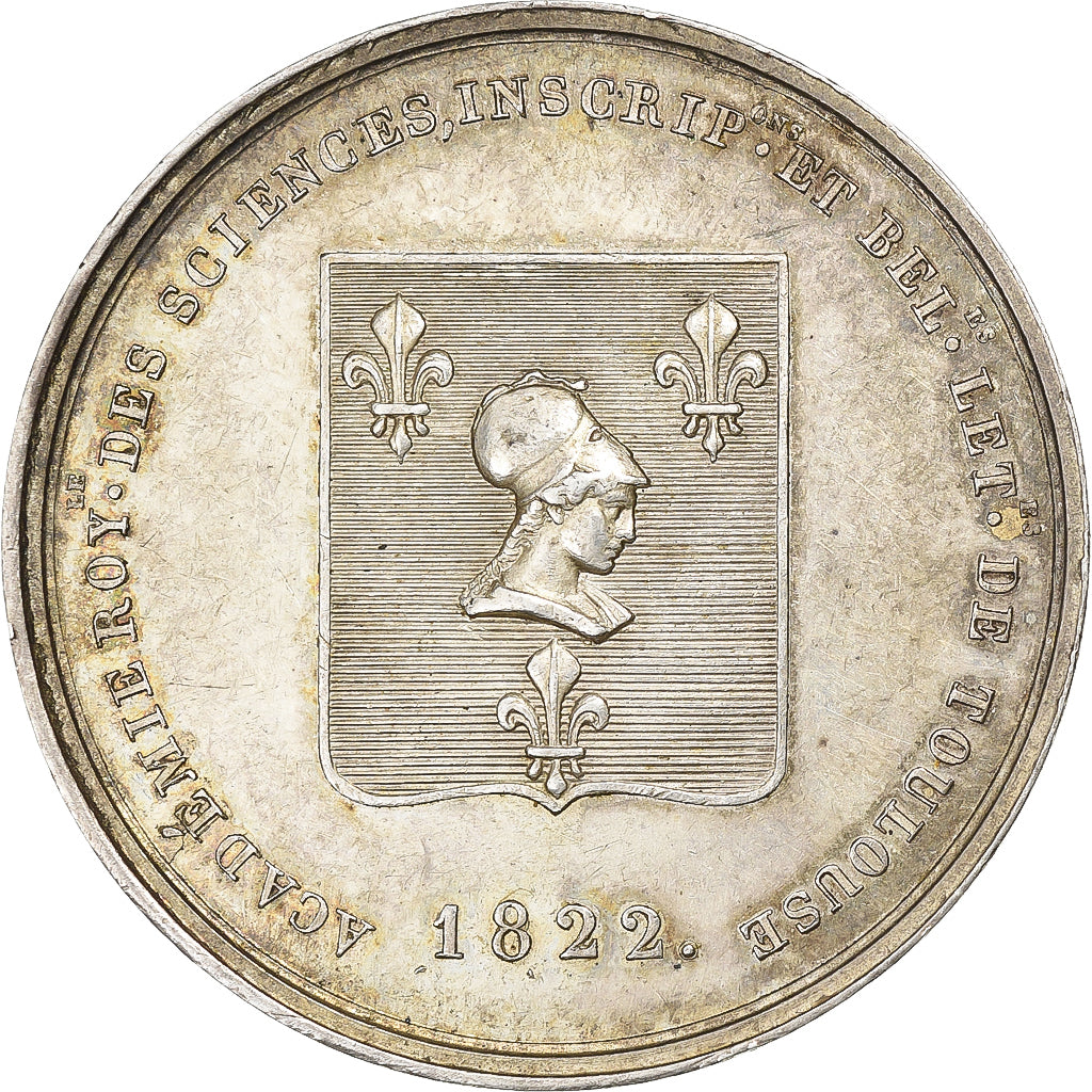 Francja, medal, Pierre Fermat, Académie de Toulouse, 1822, Srebro