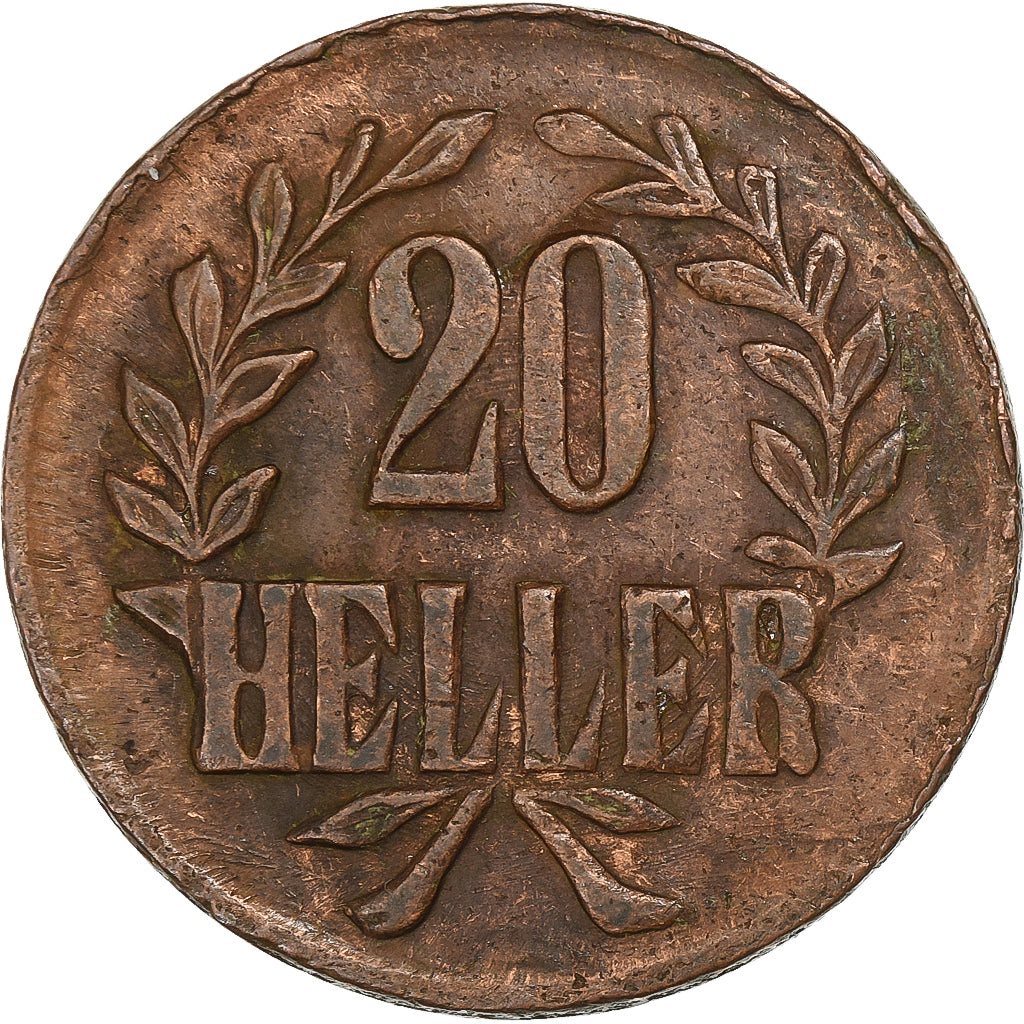 German East Africa, Wilhelm II, 20 Heller, 1916, Tabora, Copper, VF(30-35)