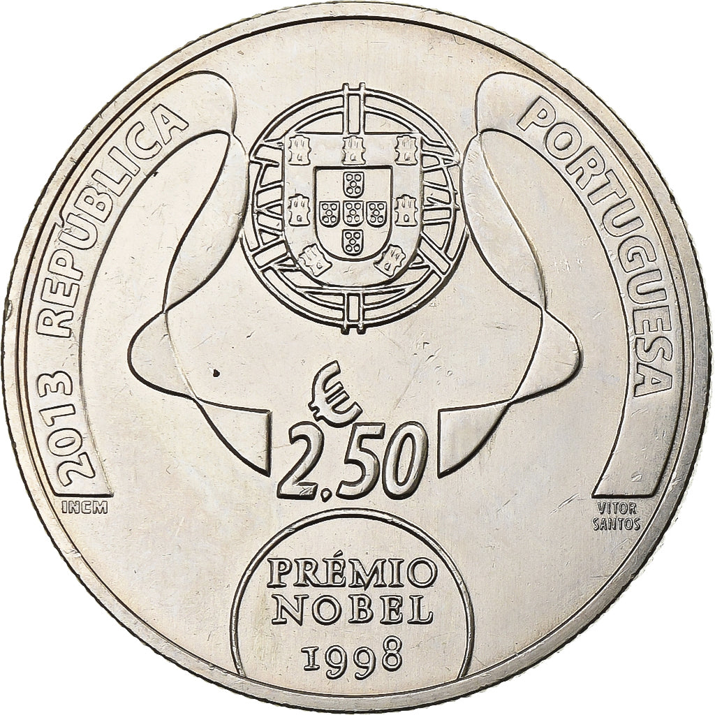 Portugal, 2,5 Euro, José Saramago, 1998, Lisbon, Cupronickel, EBC, KM:854