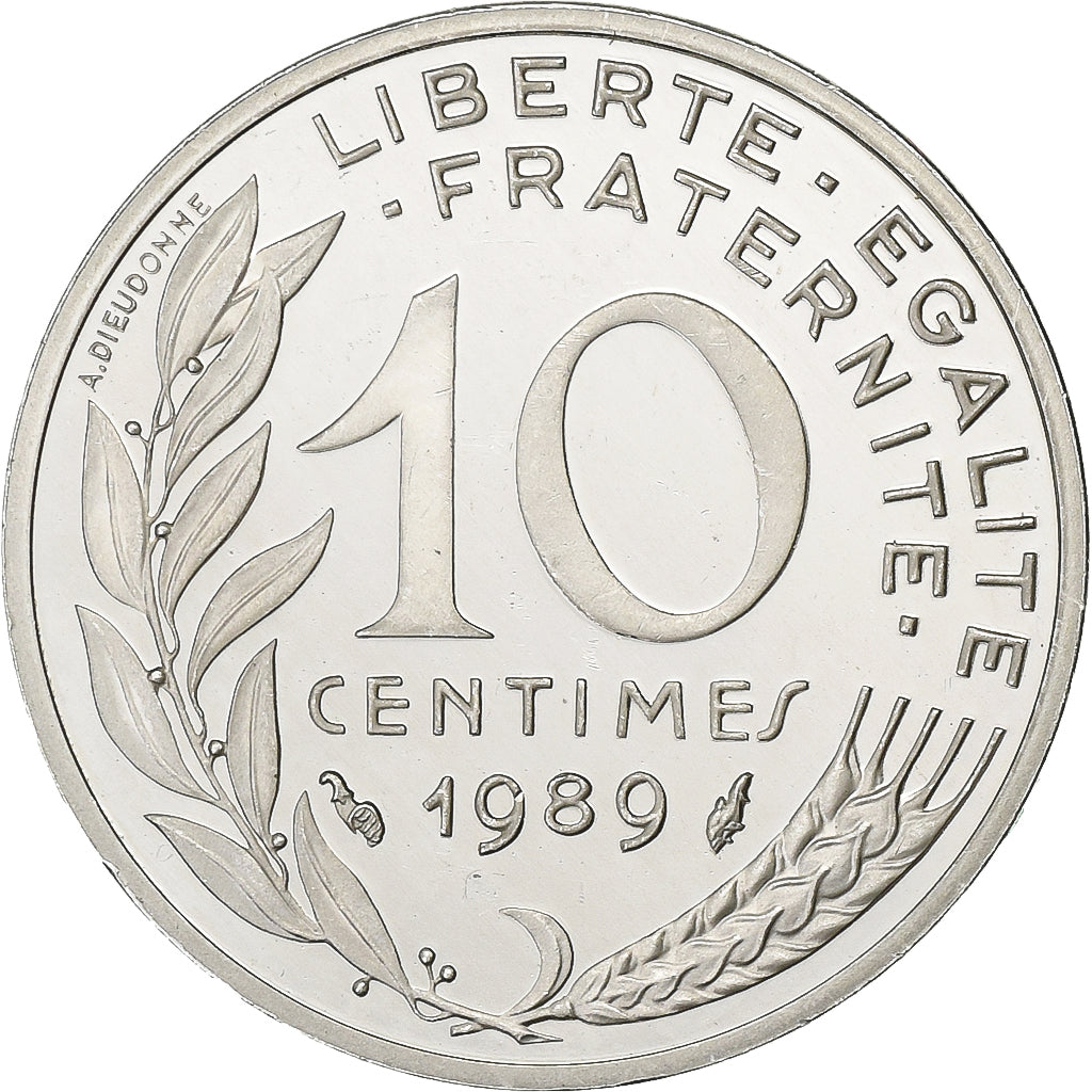Francia, 10 Centimes, Marianne, 1989, MDP, Piéfort, Argento, SPL, Gadoury:46.P2