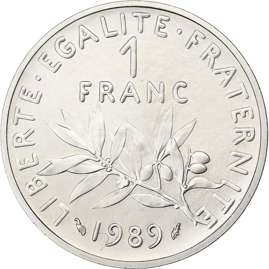 France, 1 Franc, Semeuse, 1989, MDP, Piéfort, Silver, MS(63), Gadoury:104.P2