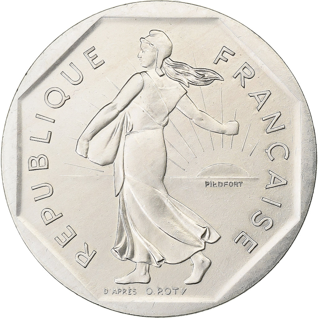 France, 2 Francs, Semeuse, 1989, MDP, Piéfort, Silver, MS(63), Gadoury:123.P2