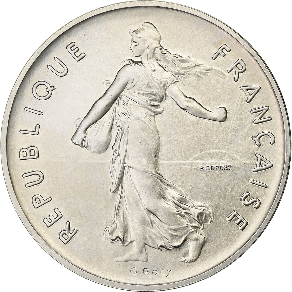 France, 5 Francs, Semeuse, 1989, MDP, Piéfort, Silver, MS(63), Gadoury:154.P2