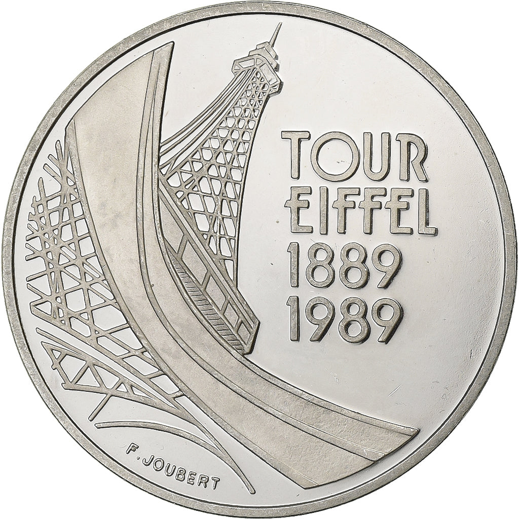 France, 5 Francs, Tour Eiffel, 1989, MDP, Proof, Piéfort, Silver, MS(63)