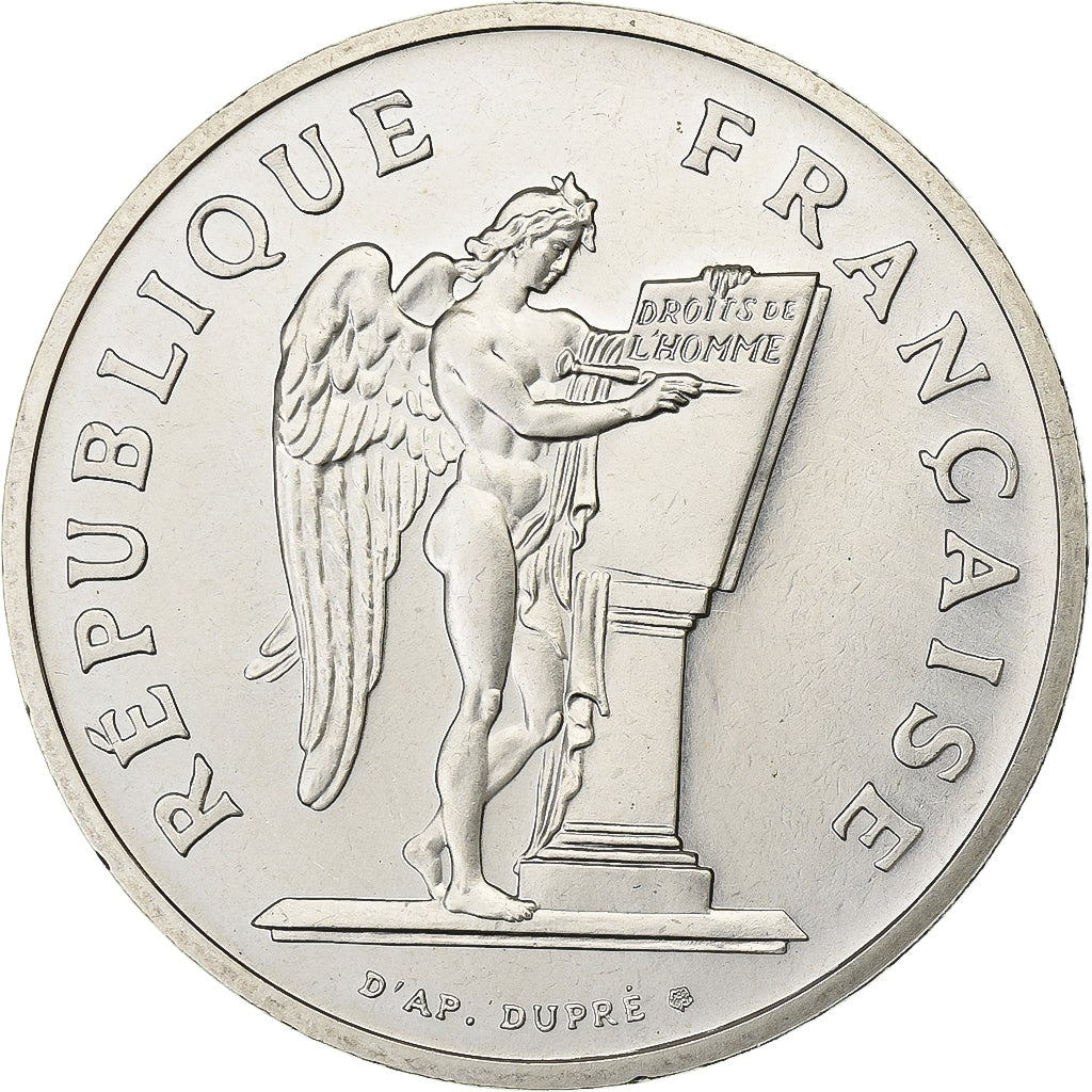 França, 100 Francs, Droits de l'Homme, 1989, MDP, Piéfort, BU, Prata, MS(63)