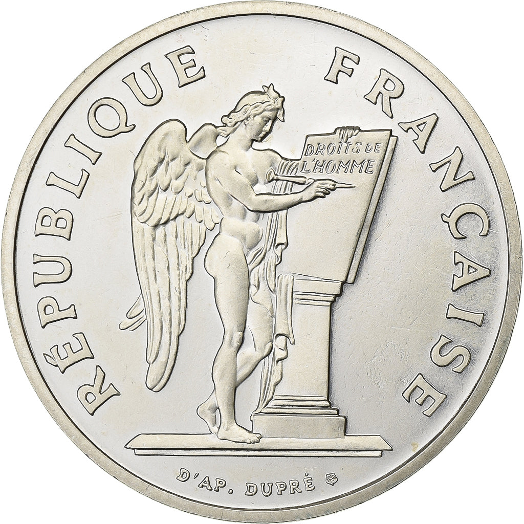 Francja, 100 Francs, Droits de l'Homme, 1989, MDP, Piéfort, BU, Srebro, MS(63)