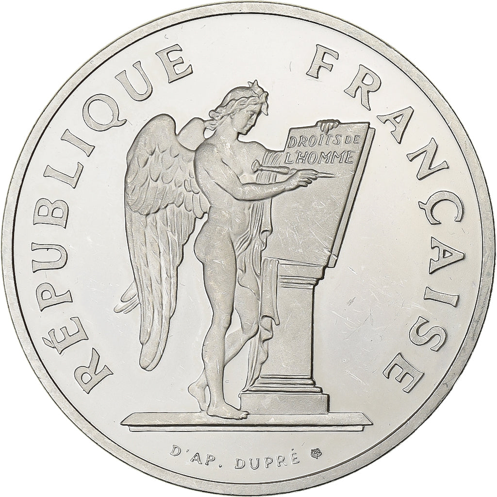 França, 100 Francs, Droits de l'Homme, 1989, MDP, Proof, Piéfort, Prata