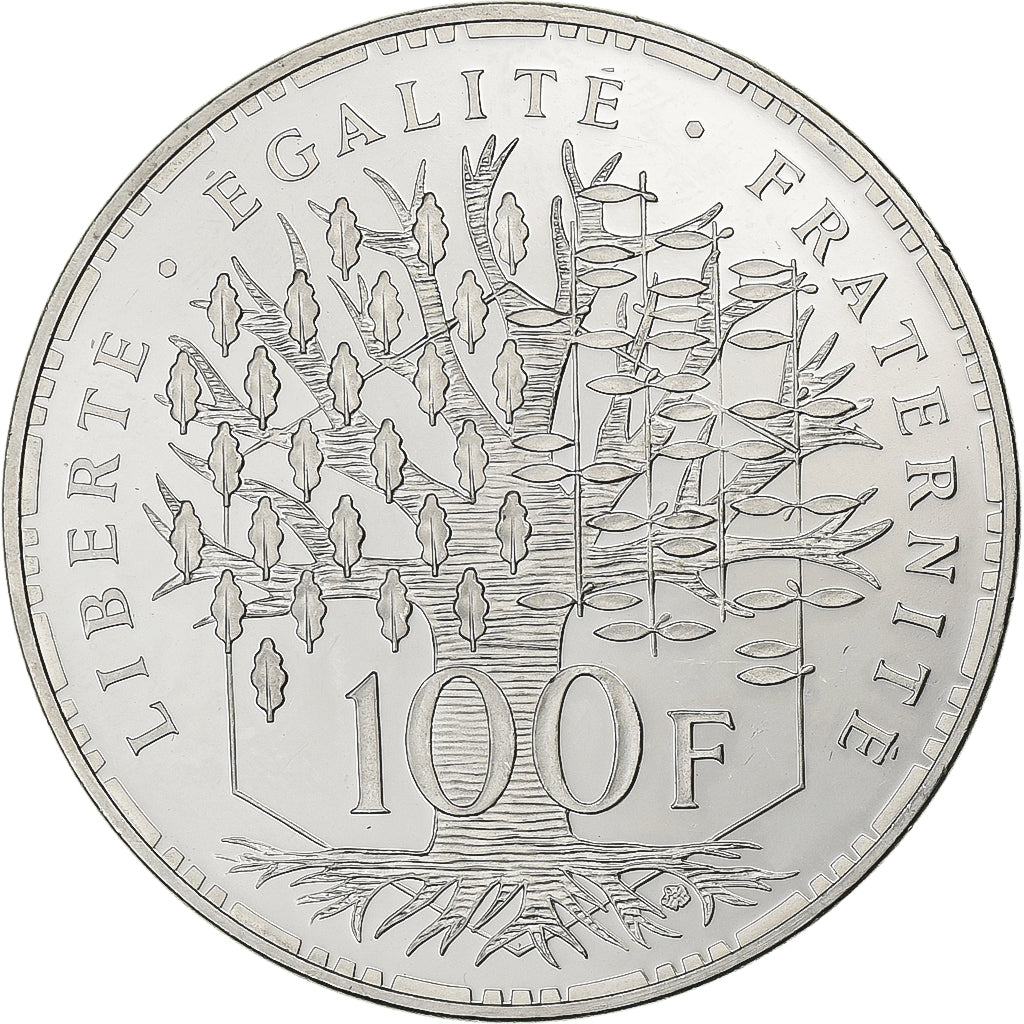 France, 100 Francs, Panthéon, 1989, MDP, Proof, Piéfort, Silver, MS(63)