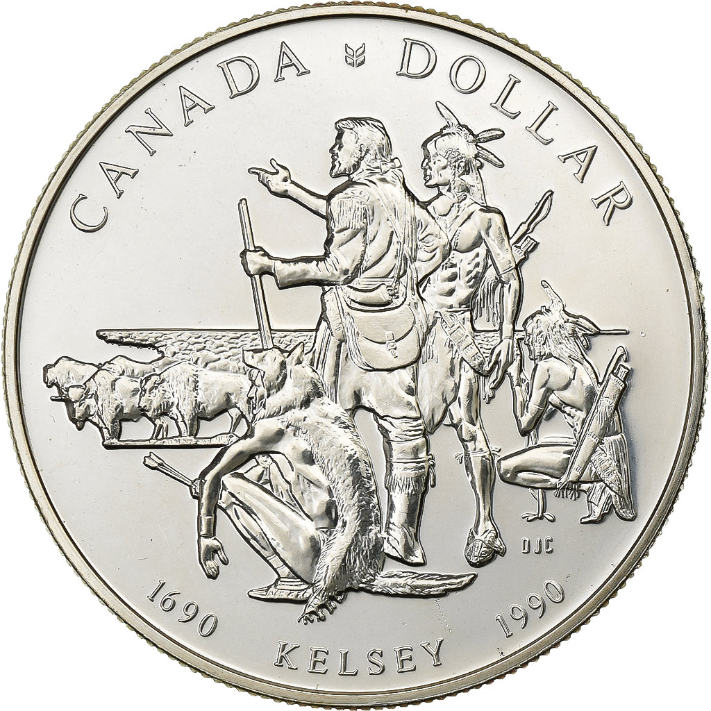 Canada, Elizabeth II, 1 Dollar, Henry Kelsey, 1990, Ottawa, Proof, Zilver, UNC-