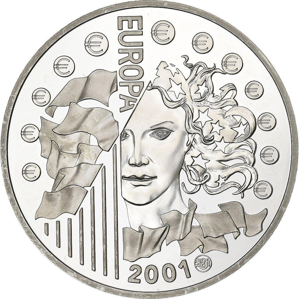 France, 6,55957 Francs, Europa, 2001, MDP, Silver, Proof, MS(63)