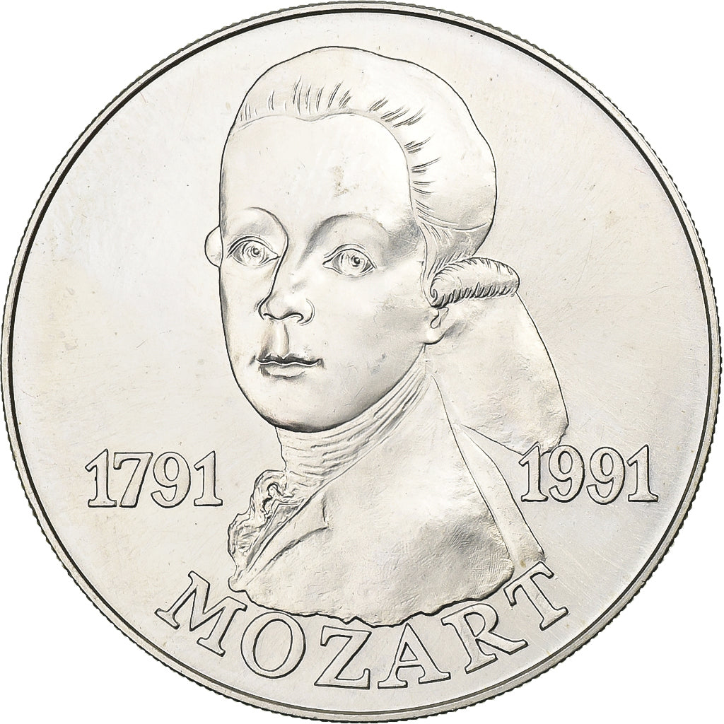 França, medalha, Mozart et la Marquise de Pompadour, 1991, MDP, Prata, MS(63)