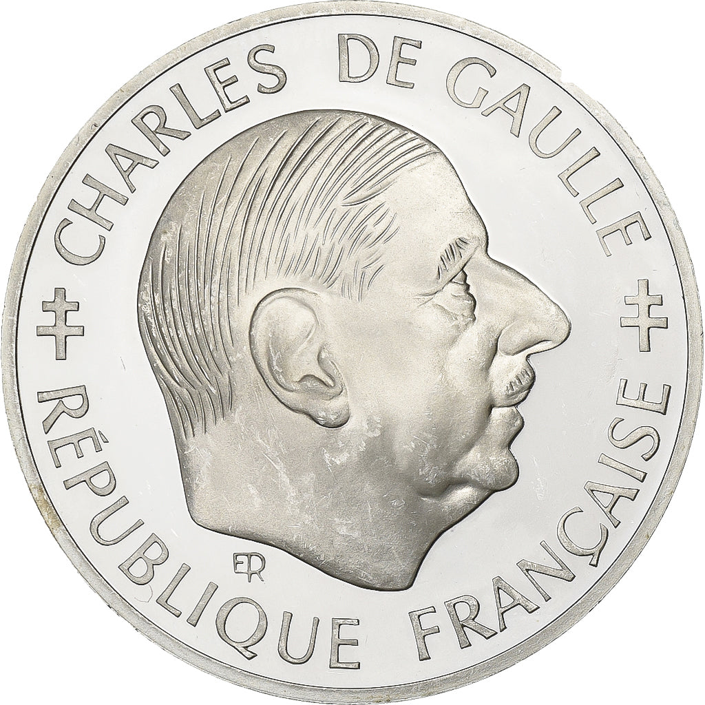 Frankrijk, 1 Franc, Charles de Gaulle, 1988, MDP, Specimen, Proof, Zilver, UNC-