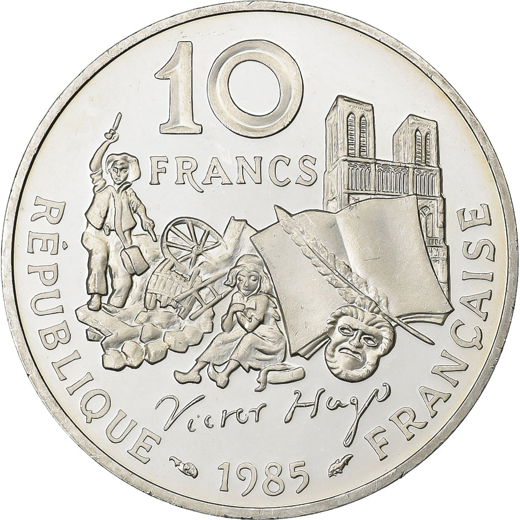Frankreich, 10 Francs, Victor Hugo, 1985, MDP, PP, Silber, UNZ, Gadoury:819