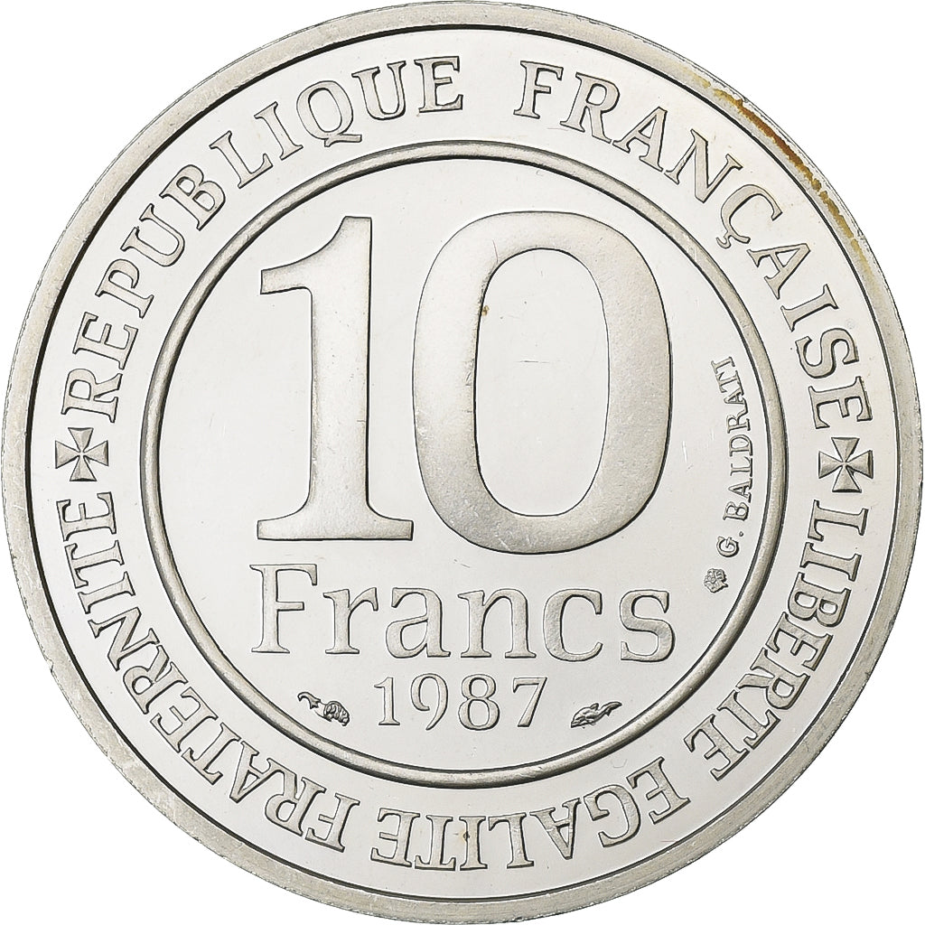 Frankreich, 10 Francs, Millénaire Capétien, 1987, MDP, PP, Silber, UNZ