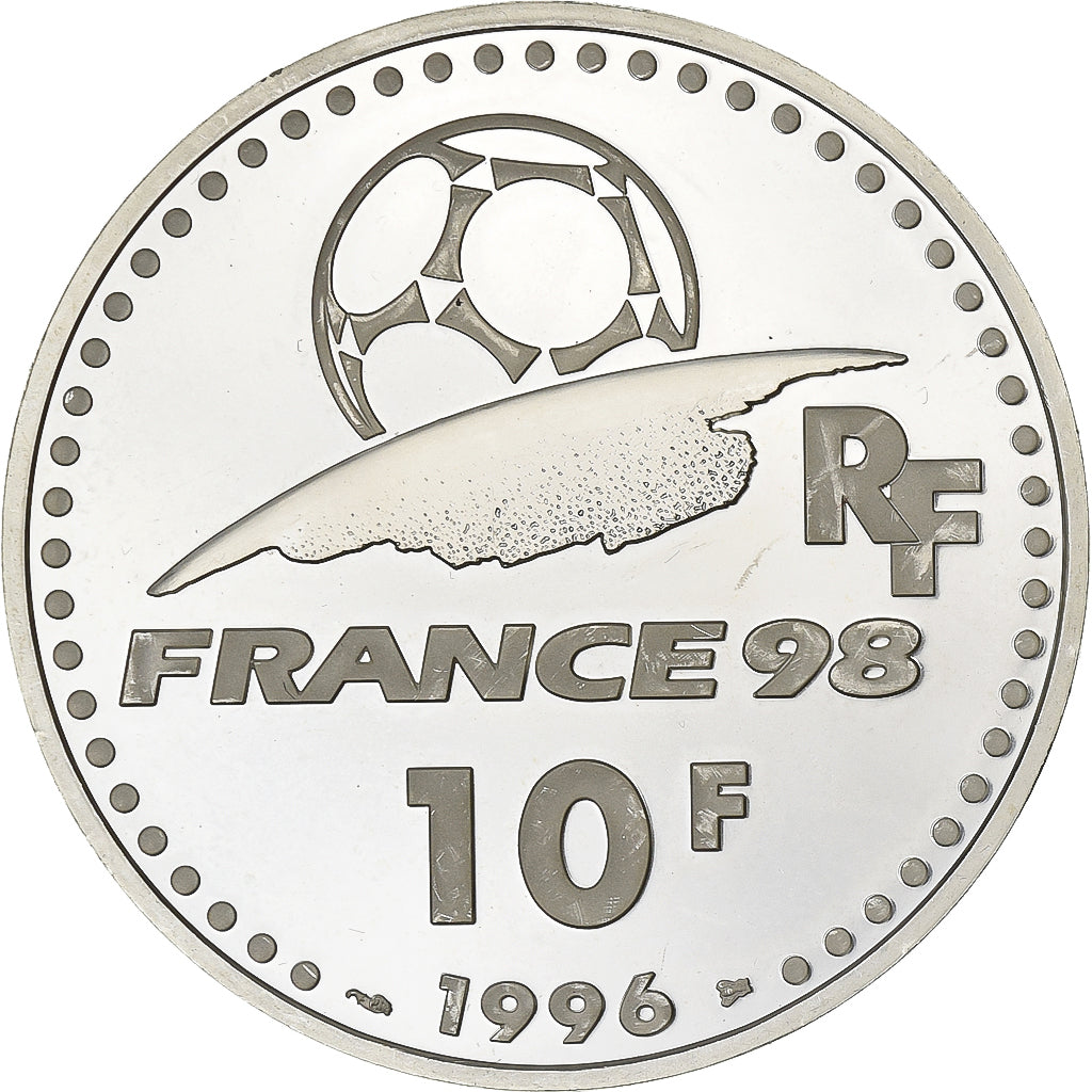 Frankreich, 10 Francs, Coupe du Monde 1998, 1996, MDP, PP, Silber, UNZ, KM:1144