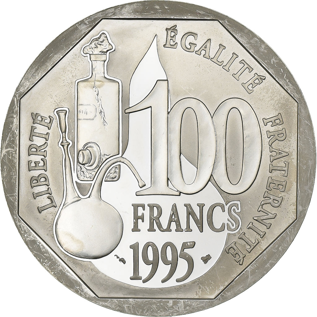 France, 100 Francs, Louis Pasteur, 1995, MDP, Proof, Silver, MS(63), KM:1134