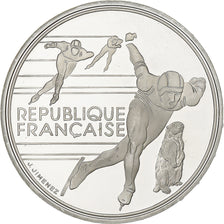 France, 100 Francs, Albertville - Speed Skating, 1990, MDP, Proof, Silver