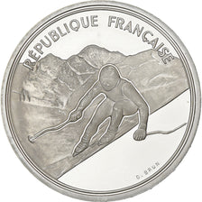 France, 100 Francs, Albertville - Alpine Skiing, 1989, MDP, Proof, Silver
