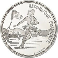France, 100 Francs, Albertville - Ice Skating, 1989, MDP, Proof, Silver, MS(63)
