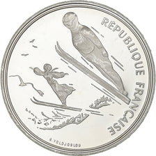 France, 100 Francs, Albertville - Ski Jumping, 1991, MDP, Proof, Silver, MS(63)