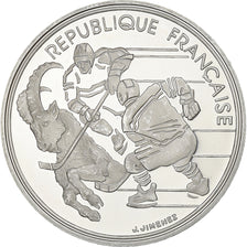 France, 100 Francs, Albertville - Hockey sur glace, 1991, MDP, BE, Argent, SPL