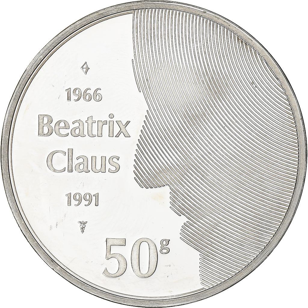 Netherlands, Beatrix, 50 Gulden, Royal Wedding, 1991, Utrecht, Proof, Silver