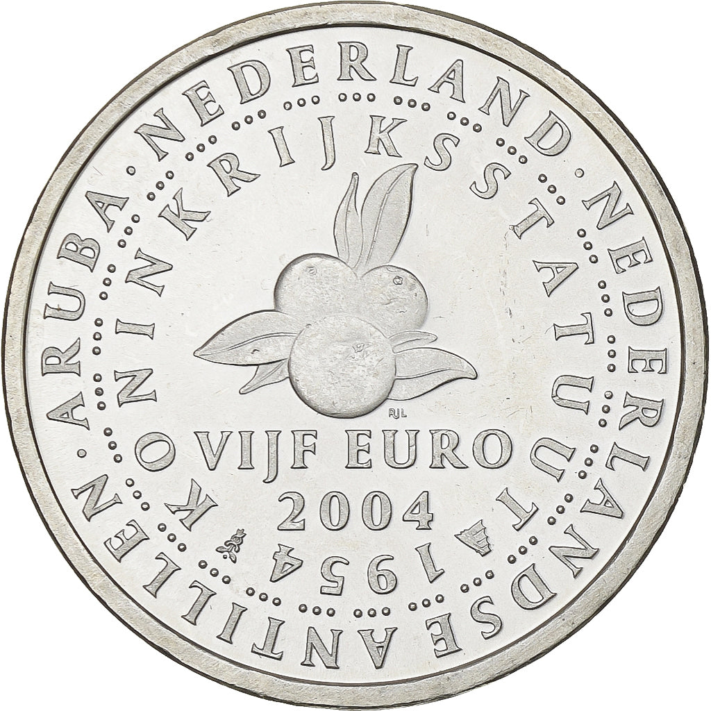 Holandia, Beatrix, 5 Euro, Kingdom Statute, 2004, Utrecht, Srebro, MS(63)