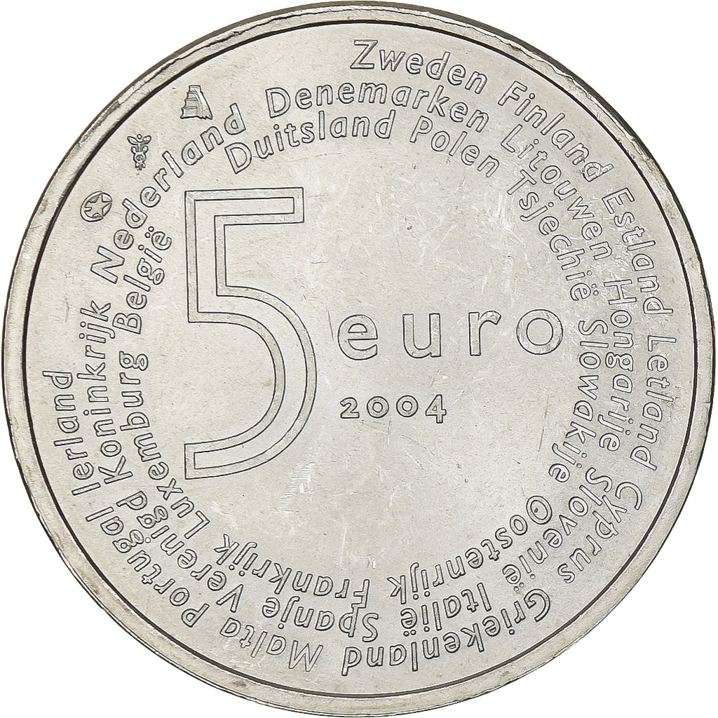 Países Bajos, Beatrix, 5 Euro, Enlargement of EU, 2004, Utrecht, Plata, SC