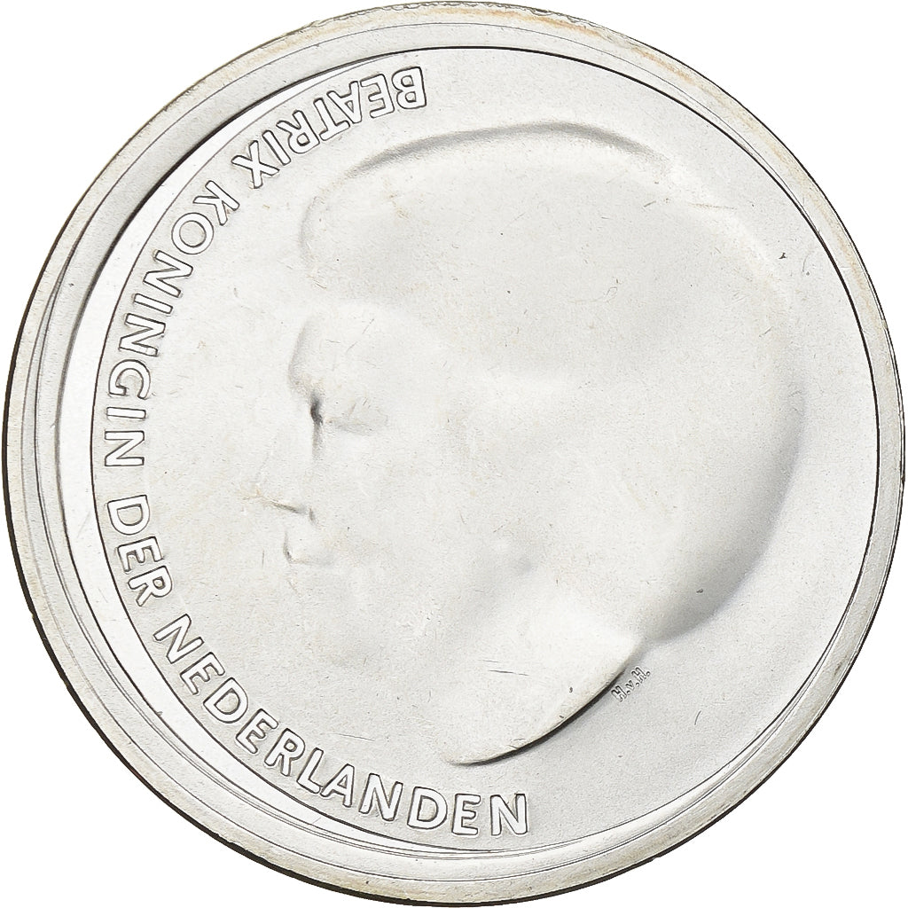 Holandia, Beatrix, 10 Euro, Guillaume and Maxima wedding, 2002, Utrecht, Srebro