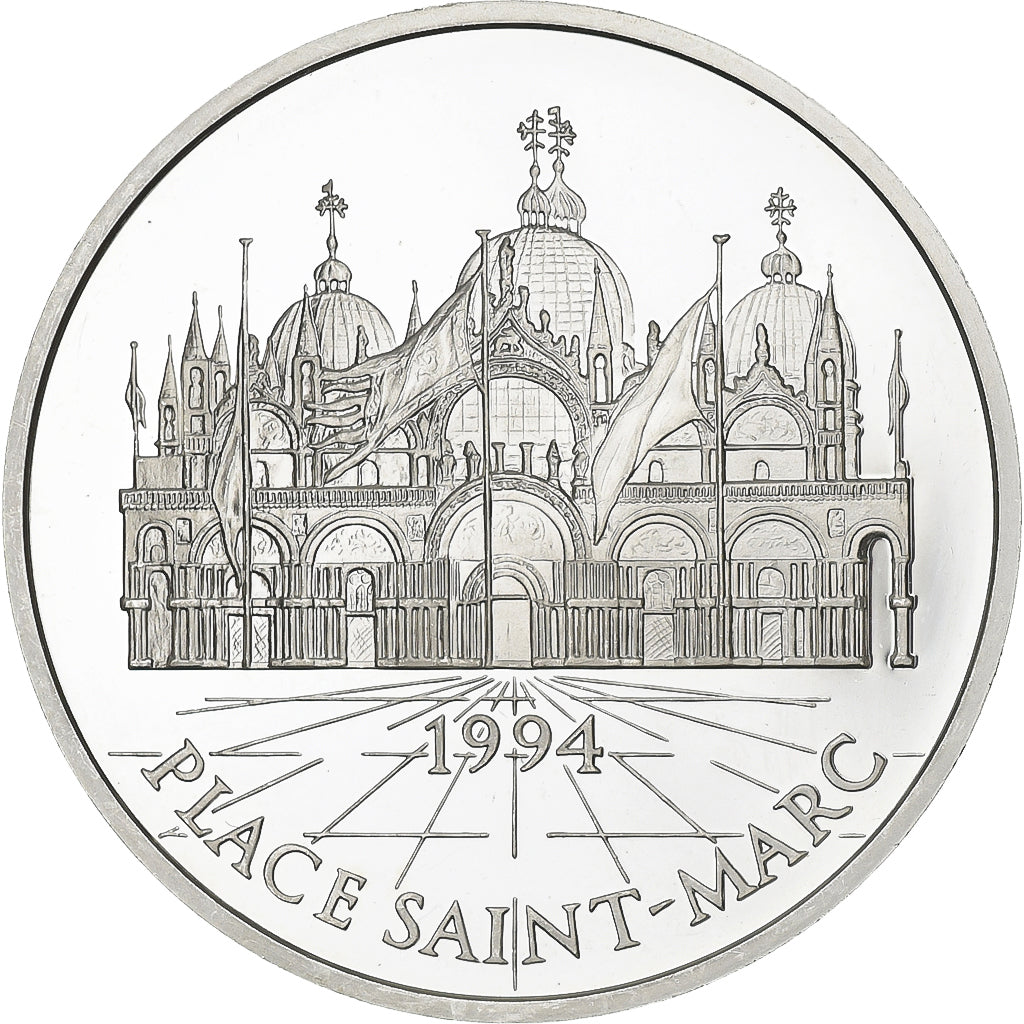 France, 100 Francs-15 Ecus, Saint Mark Square, 1994, MDP, Proof, Silver, MS(63)