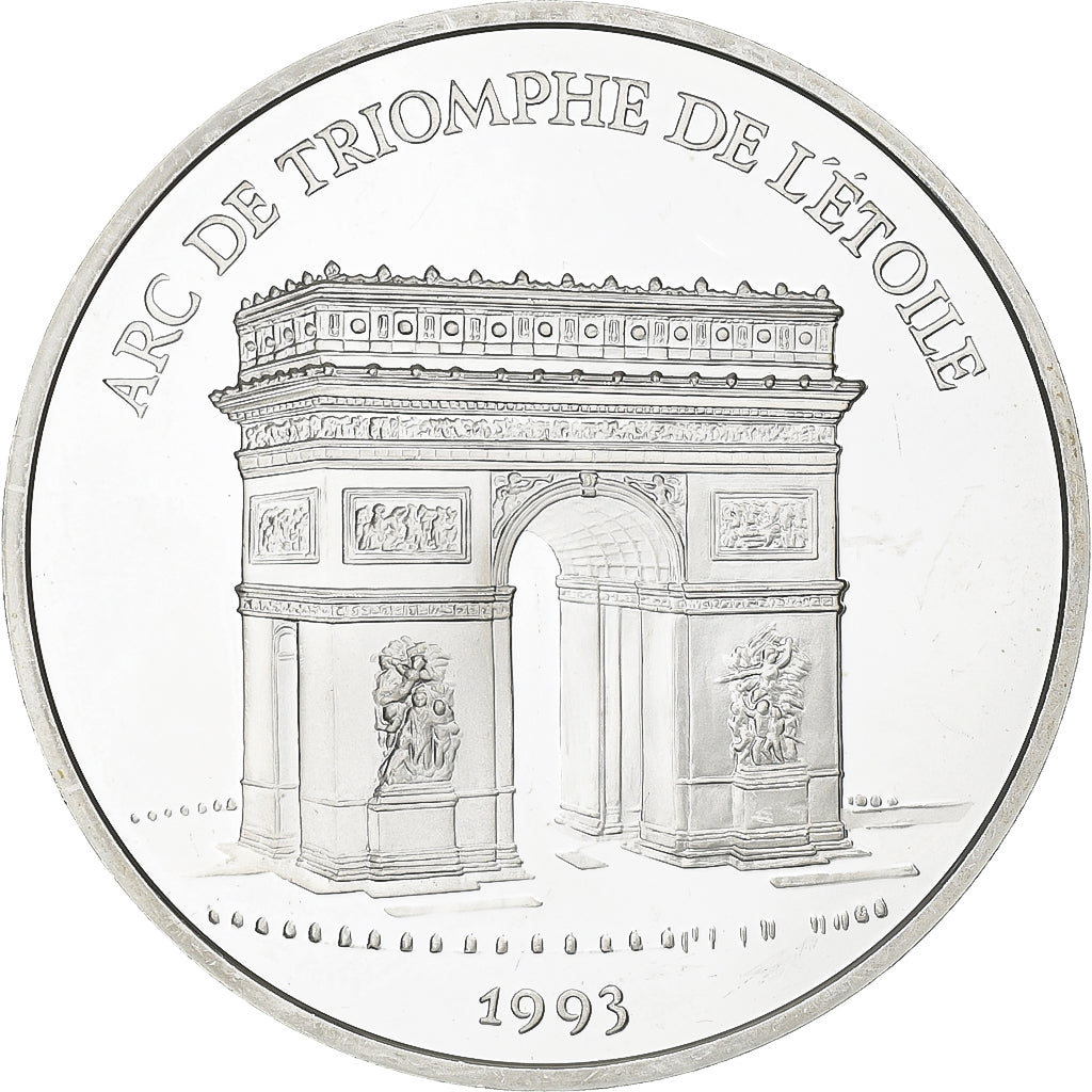 France, 100 Francs-15 Ecus, Arc de Triomphe, 1993, MDP, Proof, Silver, MS(63)